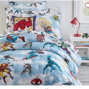 Pottery Barn Kids Marvel Heroes Glow-in-the-Dark Duvet Cover & 2 Shams